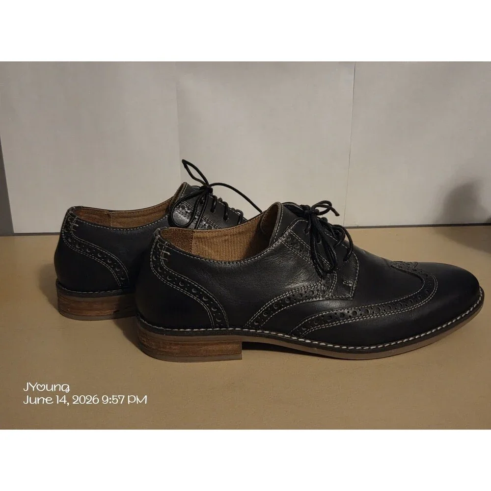 Nunn Bush Nelson Leather Wingtip Dress Shoe Black Men 8½